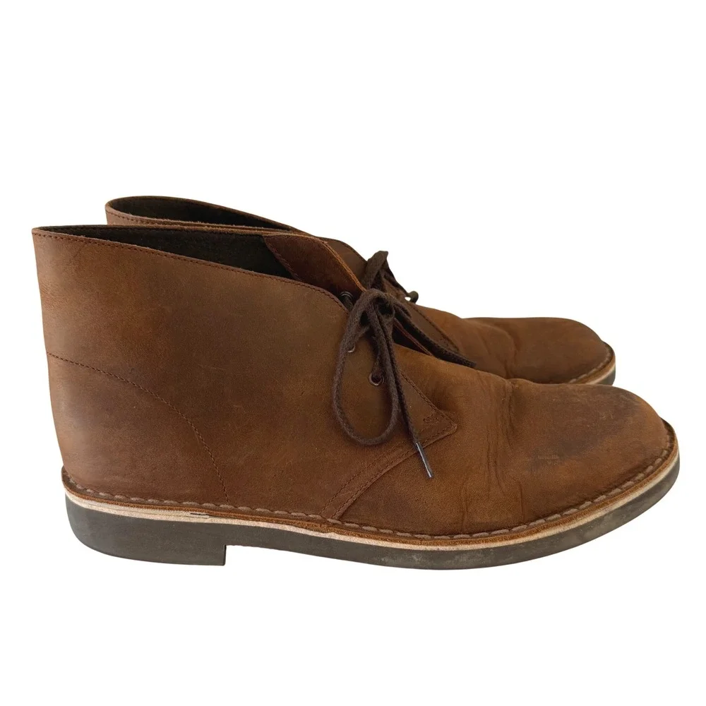 Clarks Mens Desert Boots Beeswax Brown Leather Chukka Boots 26034135 Size 10.5 M